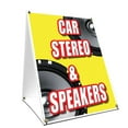 thumbnail image 1 of A-frame Sidewalk Car Stereo & Speakers Sign With Graphics On Each Side | 24" X 36" Print Size, 1 of 3