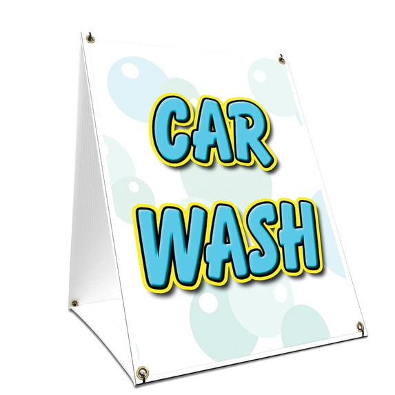 A-frame Sidewalk Car Wash Sign With Graphics On Each Side | 24" X 36" Print Size