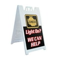 thumbnail image 1 of A-frame Sidewalk Check Engine Light 24" x 36" Double Sided A-Frame Sidewalk Sign, Includes 2 Plastic Inserts | Foldable Portable White Signicade Sandwich Board Signs, 1 of 5