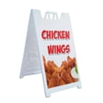 thumbnail image 1 of A-frame Sidewalk Chicken Wings 24" x 36" Double Sided A-Frame Sidewalk Sign, Includes 2 Plastic Inserts | Foldable Portable White Signicade Sandwich Board Signs, 1 of 5
