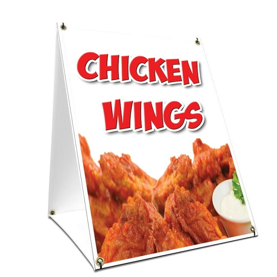 A-frame Sidewalk Chicken Wings Sign With Graphics On Each Side | 18" X 24" Print Size