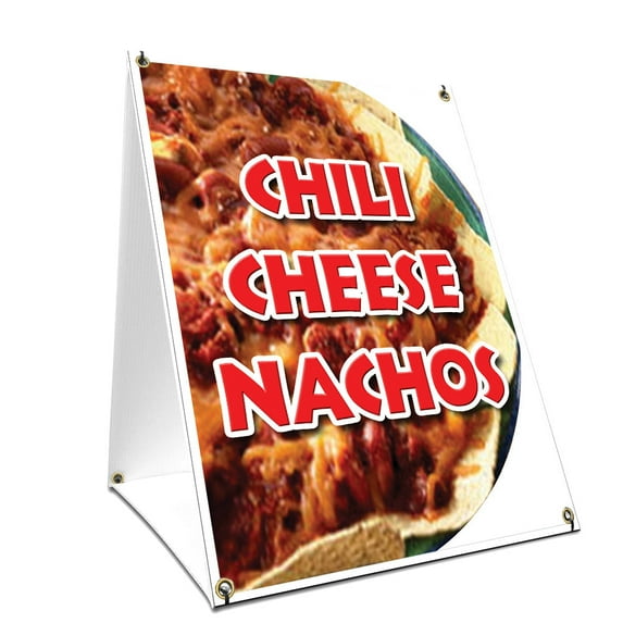A-frame Sidewalk Chili Cheese Nachos Sign With Graphics On Each Side | 18" X 24" Print Size