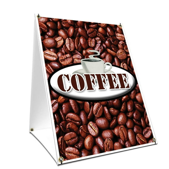 A-frame Sidewalk Coffee Sign With Graphics On Each Side | 18" X 24" Print Size