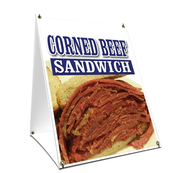 A-frame Sidewalk Corned Beef Sandwich Sign With Graphics On Each Side | 24" X 36" Print Size