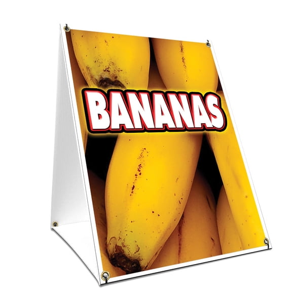 A-frame Sidewalk Coroplast Bananas Sign With Graphics On Each Side | 18" X 24" Print Size