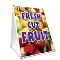 thumbnail image 1 of A-frame Sidewalk Coroplast Fresh Cut Fruit Sign With Graphics On Each Side | 24" X 36" Print Size, 1 of 3
