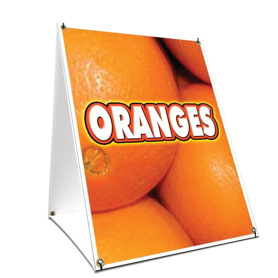 A-frame Sidewalk Coroplast Oranges Sign With Graphics On Each Side | 24" X 36" Print Size