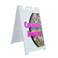 thumbnail image 1 of A-frame Sidewalk Costume Jewelry 24" x 36" Double Sided A-Frame Sidewalk Sign, Includes 2 Plastic Inserts | Foldable Portable White Signicade Sandwich Board Signs, 1 of 5