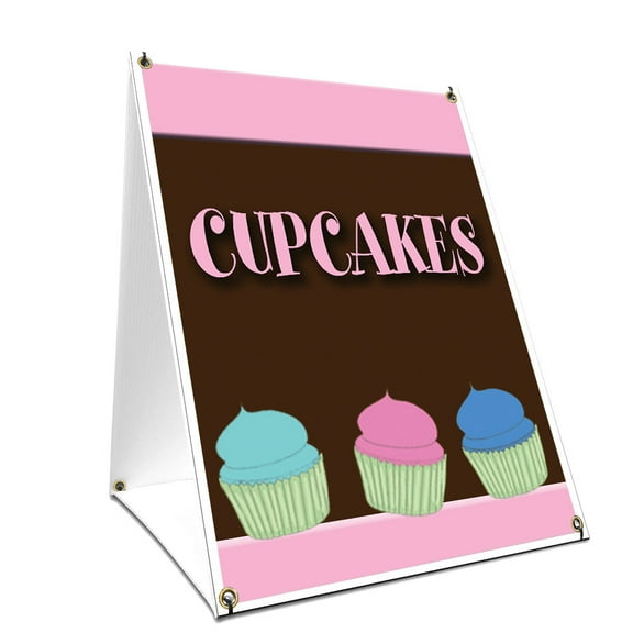 A-frame Sidewalk Cupcakes Sign With Graphics On Each Side | 24" X 36" Print Size