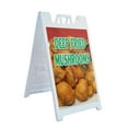 thumbnail image 1 of A-frame Sidewalk Deep Fried Mushrooms 24" x 36" Double Sided A-Frame Sidewalk Sign, Includes 2 Plastic Inserts | Foldable Portable White Signicade Sandwich Board Signs, 1 of 5