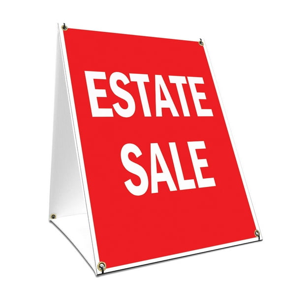A-frame Sidewalk Estate Sale Sign With Graphics On Each Side | 24" X 36" Print Size