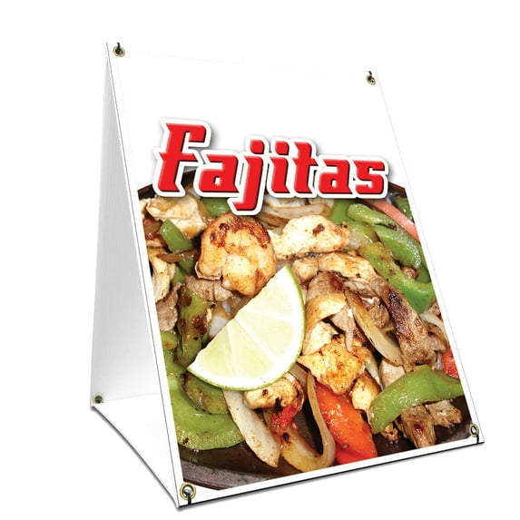 A-frame Sidewalk Fajitas Sign With Graphics On Each Side | 18" X 24" Print Size