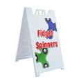 thumbnail image 1 of A-frame Sidewalk Fidget Spinners 24" x 36" Double Sided A-Frame Sidewalk Sign, Includes 2 Installed Vinyl Decals | Foldable Portable White Signicade Sandwich Board Signs, 1 of 5