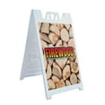 thumbnail image 1 of A-frame Sidewalk Firewood 24" x 36" Double Sided A-Frame Sidewalk Sign, Includes 2 Installed Vinyl Decals | Foldable Portable White Signicade Sandwich Board Signs, 1 of 5