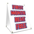 thumbnail image 1 of A-frame Sidewalk First Month Rent Free Sign With Graphics On Each Side | 18" X 24" Print Size, 1 of 3
