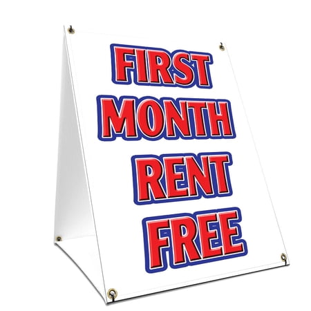 A-frame Sidewalk First Month Rent Free Sign With Graphics On Each Side | 24" X 36" Print Size