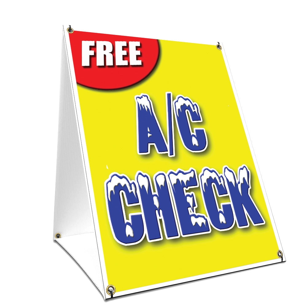 Aframe Sidewalk Free Ac Check Sign With Graphics On Each Side 24" X