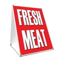 thumbnail image 1 of A-frame Sidewalk Fresh Meat Sign With Graphics On Each Side | 24" X 36" Print Size, 1 of 3
