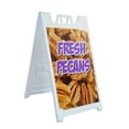 thumbnail image 1 of A-frame Sidewalk Fresh Pecan 24" x 36" Double Sided A-Frame Sidewalk Sign, Includes 2 Plastic Inserts | Foldable Portable White Signicade Sandwich Board Signs, 1 of 5