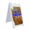 thumbnail image 1 of A-frame Sidewalk Fried Catfish 24" x 36" Double Sided A-Frame Sidewalk Sign, Includes 2 Plastic Inserts | Foldable Portable White Signicade Sandwich Board Signs, 1 of 5