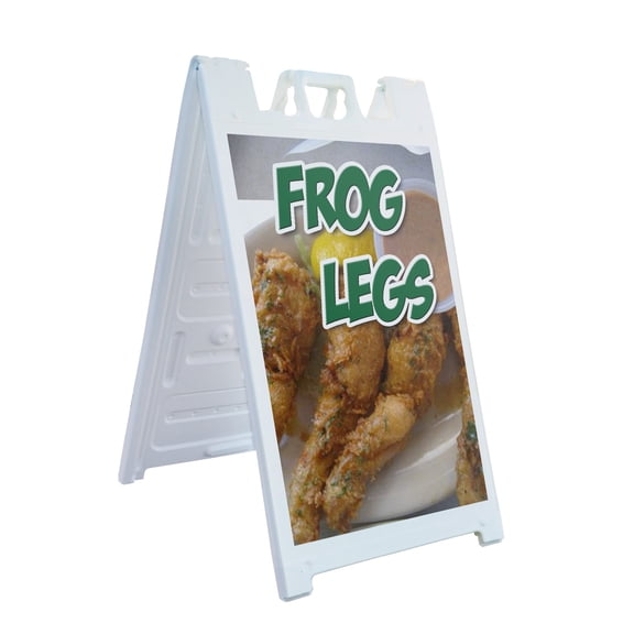A-frame Sidewalk Frog Legs 24" x 36" Double Sided A-Frame Sidewalk Sign, Includes 2 Plastic Inserts | Foldable Portable White Signicade Sandwich Board Signs
