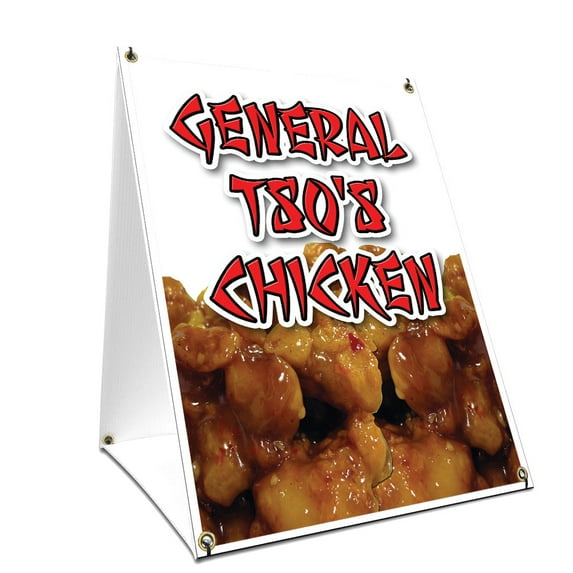 A-frame Sidewalk General Tso's Chicken Sign With Graphics On Each Side | 24" X 36" Print Size