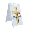thumbnail image 1 of A-frame Sidewalk Got Jesus 24" x 36" Double Sided A-Frame Sidewalk Sign, Includes 2 Installed Vinyl Decals | Foldable Portable White Signicade Sandwich Board Signs, 1 of 5