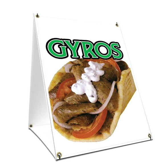 A-frame Sidewalk Gyros Sign With Graphics On Each Side | 24" X 36" Print Size