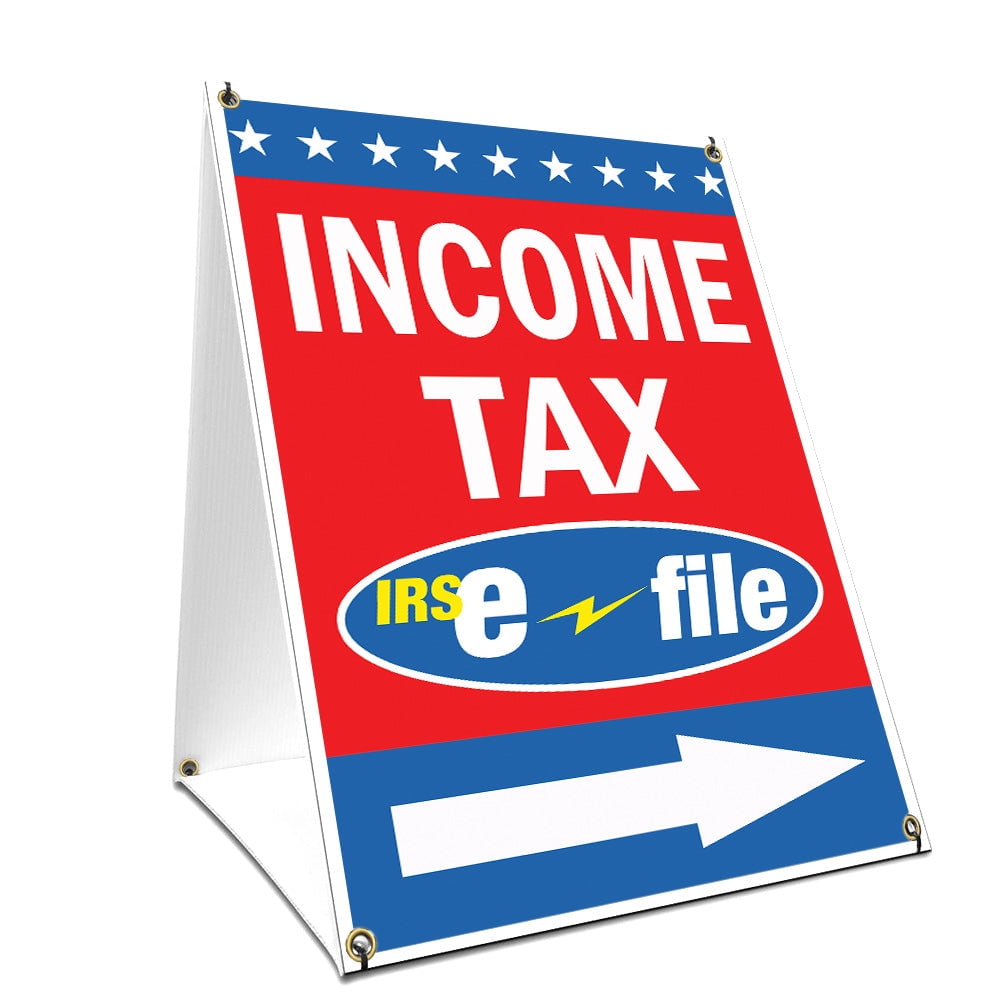 A-frame Sidewalk Income Tax E-file With Arrow Sign With Graphics On ...