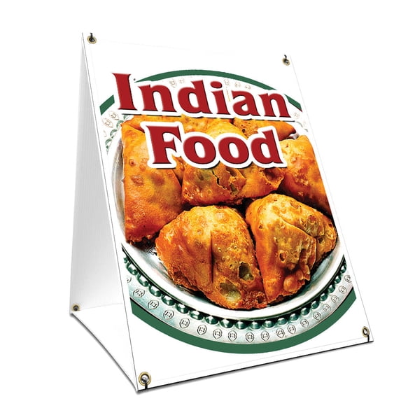 A-frame Sidewalk Indian Food Sign With Graphics On Each Side | 24" X 36" Print Size