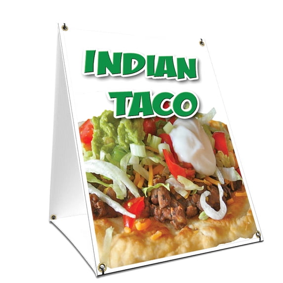 A-frame Sidewalk Indian Taco Sign With Graphics On Each Side | 18" X 24" Print Size