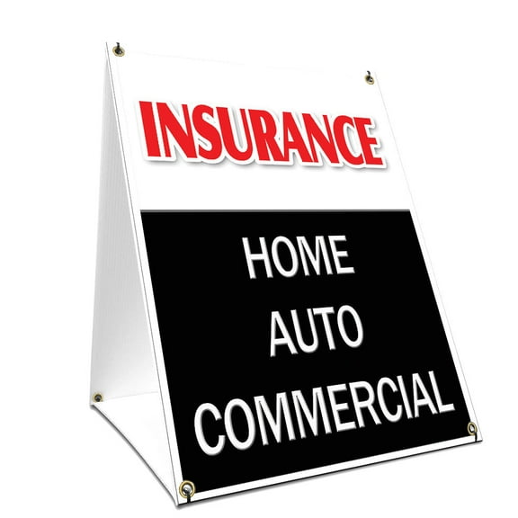 A-frame Sidewalk Insurance Home Auto Commercial Sign With Graphics On Each Side | 18" X 24" Print Size