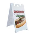 thumbnail image 1 of A-frame Sidewalk Italian Sausage Sub 24" x 36" Double Sided A-Frame Sidewalk Sign, Includes 2 Plastic Inserts | Foldable Portable White Signicade Sandwich Board Signs, 1 of 5