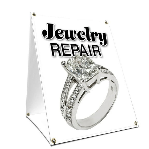 A-frame Sidewalk Jewelry Repair Sign With Graphics On Each Side | 18" X 24" Print Size