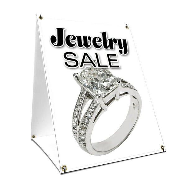 A-frame Sidewalk Jewelry Sale Sign With Graphics On Each Side | 18" X 24" Print Size