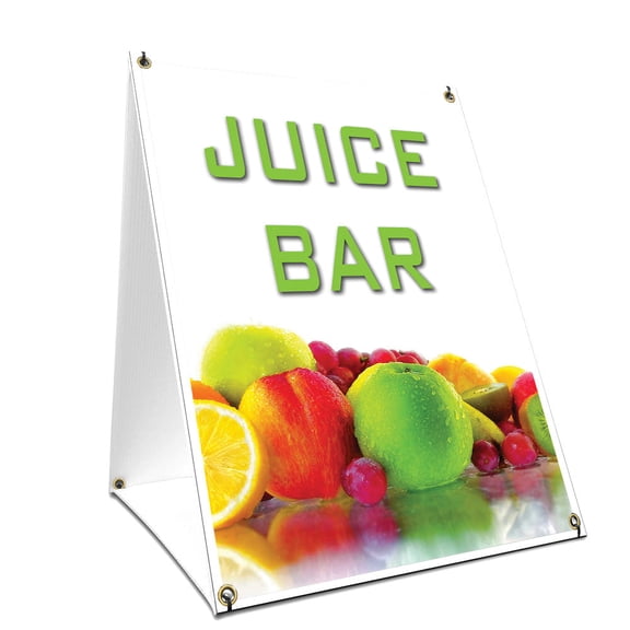A-frame Sidewalk Juice Bar Sign With Graphics On Each Side | 24" X 36" Print Size