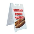thumbnail image 1 of A-frame Sidewalk Kielbasa Polish Sausage 24" x 36" Double Sided A-Frame Sidewalk Sign, Includes 2 Plastic Inserts | Foldable Portable White Signicade Sandwich Board Signs, 1 of 5