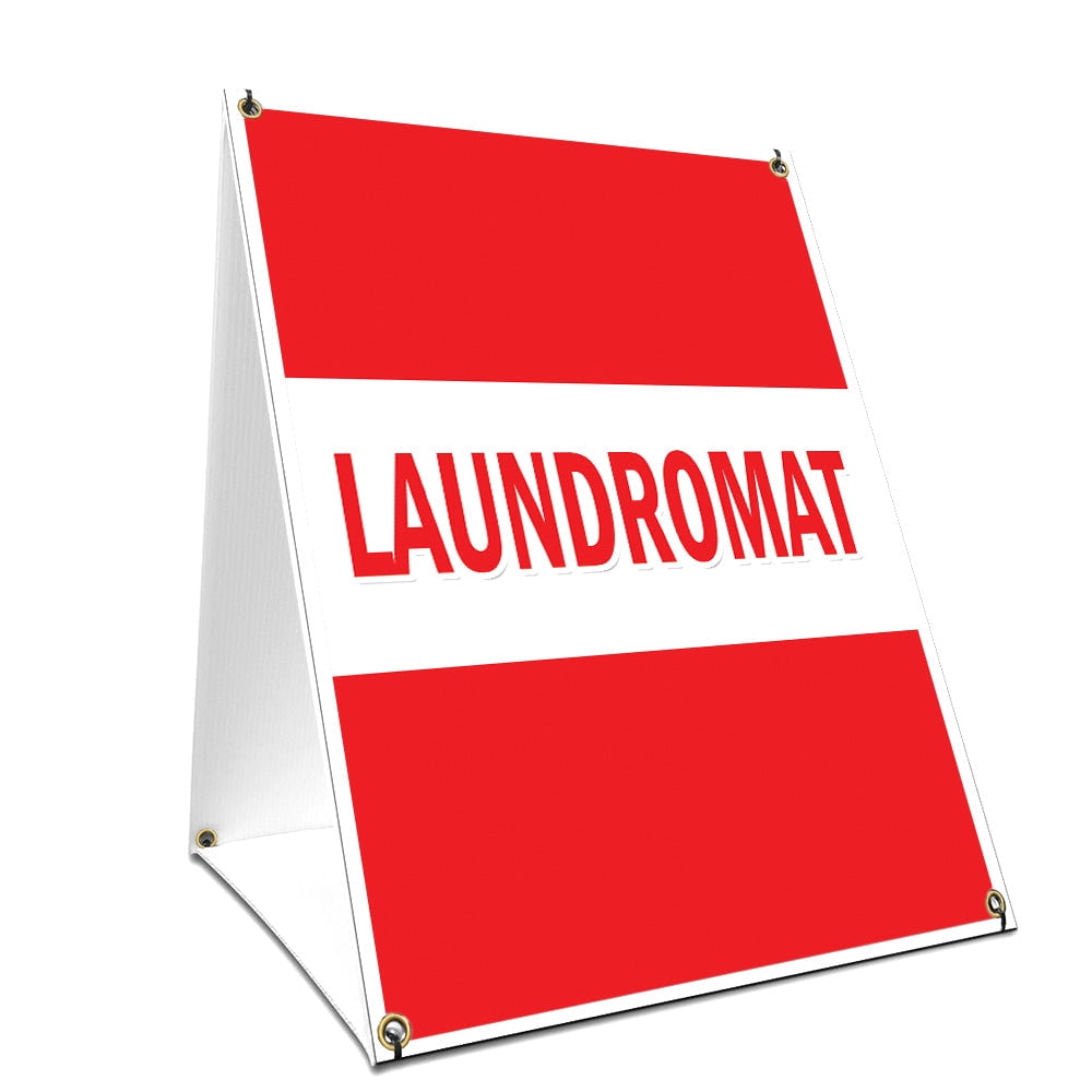 Aframe Sidewalk Laundromat Sign With Graphics On Each Side 18" X 24
