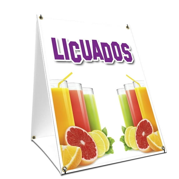 A-frame Sidewalk Licuados Sign With Graphics On Each Side | 24" X 36" Print Size
