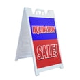 thumbnail image 1 of A-frame Sidewalk Liquidation Sale 24" x 36" Double Sided A-Frame Sidewalk Sign, Includes 2 Installed Vinyl Decals | Foldable Portable White Signicade Sandwich Board Signs, 1 of 5