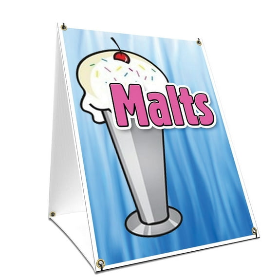 A-frame Sidewalk Malts Sign With Graphics On Each Side | 24" X 36" Print Size