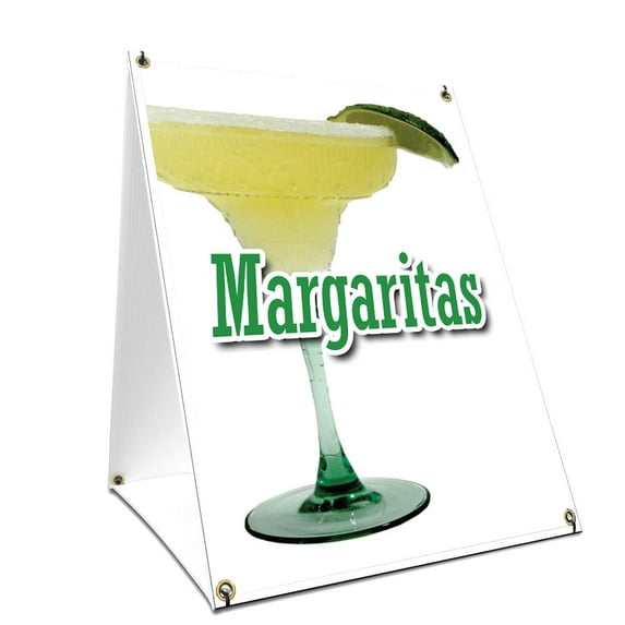 A-frame Sidewalk Margaritas Sign With Graphics On Each Side | 18" X 24" Print Size