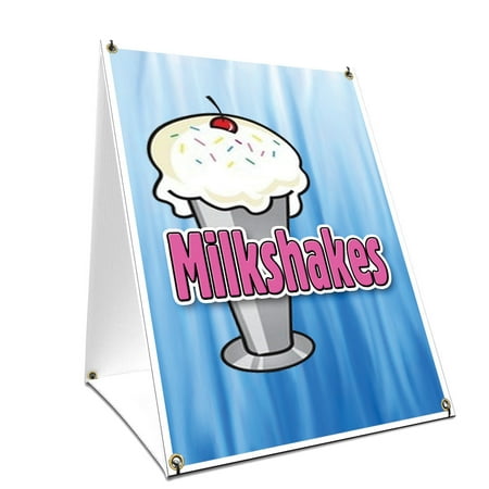 A-frame Sidewalk Milkshakes Sign With Graphics On Each Side | 24" X 36" Print Size