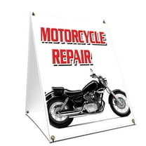 A-frame Sidewalk Motorcycle Repair Sign With Graphics On Each Side | 18" X 24" Print Size