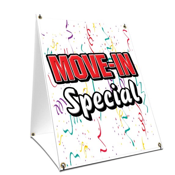 A-frame Sidewalk Move-in Special Sign With Graphics On Each Side | 24" X 36" Print Size