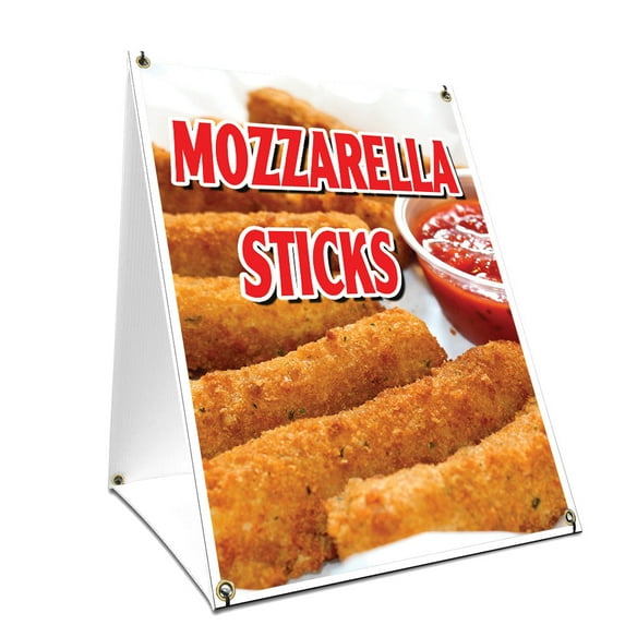 A-frame Sidewalk Mozzerella Sticks Sign With Graphics On Each Side | 18" X 24" Print Size