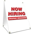 thumbnail image 1 of A-frame Sidewalk Now Hiring Graphic Designers Sign With Graphics On Each Side | 18" X 24" Print Size, 1 of 3