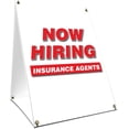 thumbnail image 1 of A-frame Sidewalk Now Hiring Insurance Agents Sign With Graphics On Each Side | 18" X 24" Print Size, 1 of 3