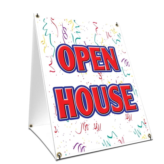 A-frame Sidewalk Open House Sign With Graphics On Each Side | 18" X 24" Print Size
