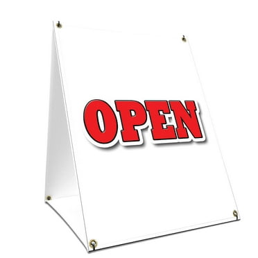 A-frame Sidewalk Open Sign With Graphics On Each Side | 24" X 36" Print Size